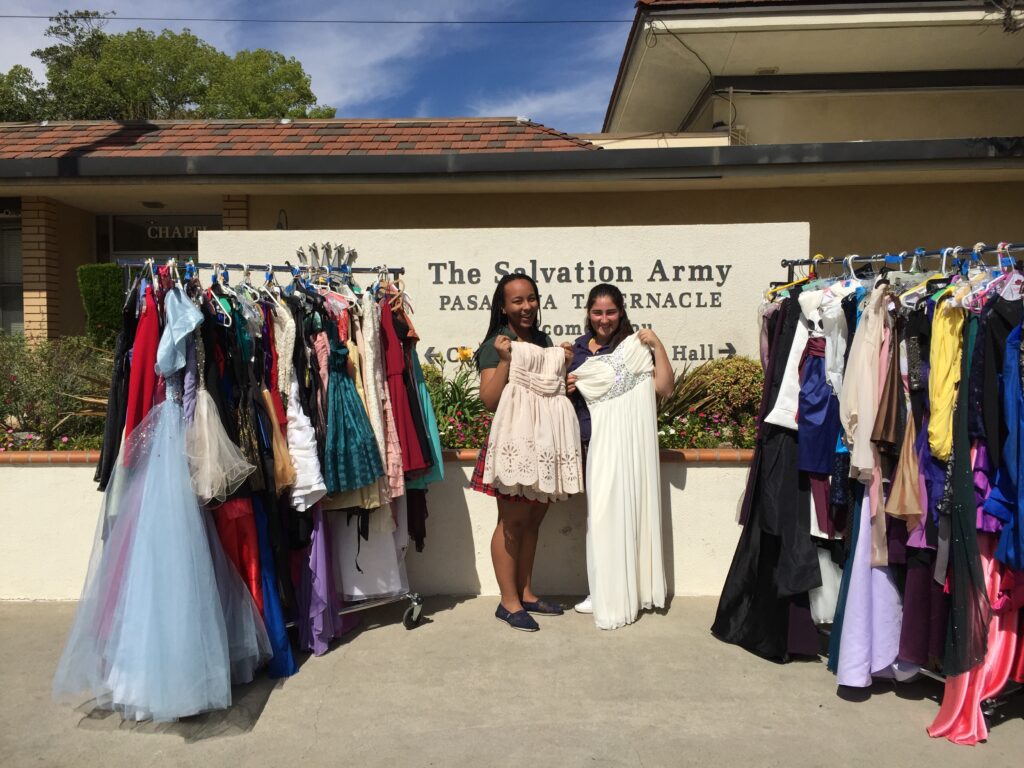 Delivering 163 prom dresses to the Salvation Army after the collection in 2015